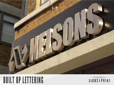 Built up metal lettering build and installation.